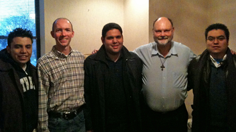 Daniel, Rick, Lester, Fr. Christopher Gibson, CP, and Eduardo during the Come and See Program.