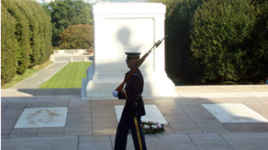 The Honor Guard at the Tomb of the Unknown Soldiers at Arlington National Cemetery.