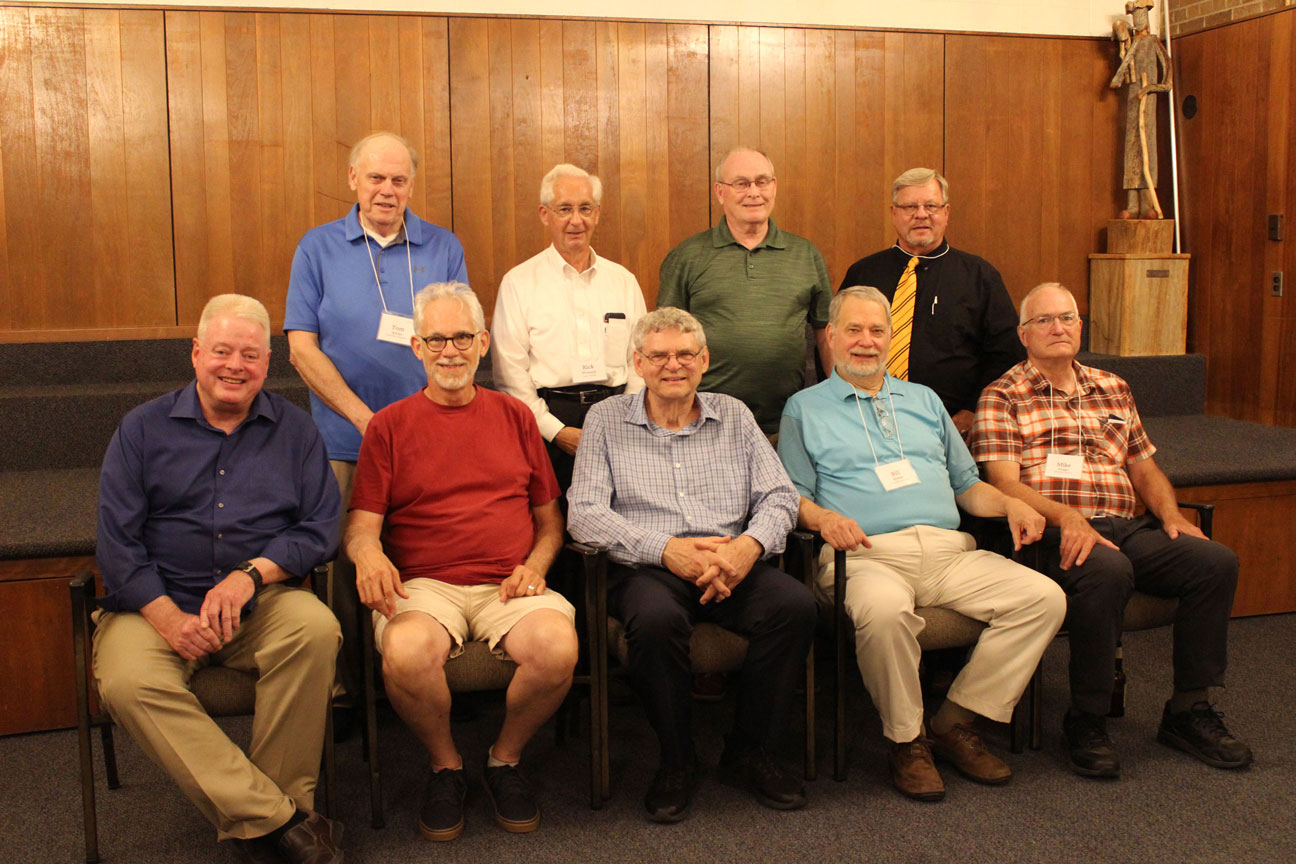Sitting: Jim Pryma, Michael Mahoney, Fr. Joe Moons, CP, Bill Rybak and Mike Kruger. Standing: Tom McGee, Rick Womack, Ed Cronin and Al Maryan.