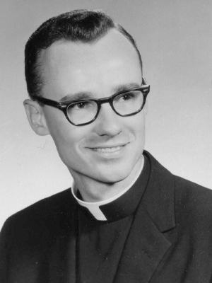 A black and white photo of Fr. Don Senior, CP, from 1967.
