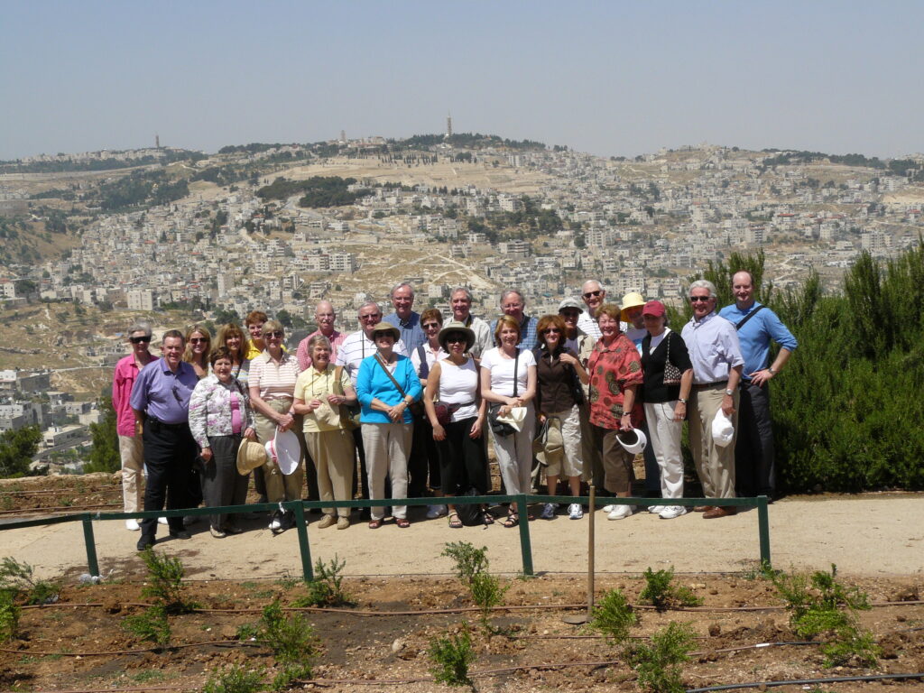 Father Don in Jerusalem with a pilgrimage group he lead on a tour of Israel and Jordan several years ago.