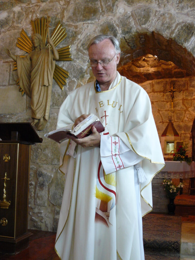 Father Don celebrates Mass in Jerusalem.