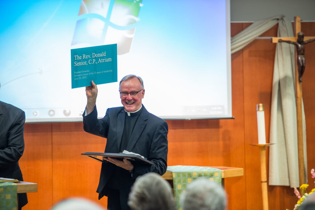 Upon stepping down at President of Catholic Theological Union (CTU), the atrium at CTU was renamed in Fr. Don's honor.