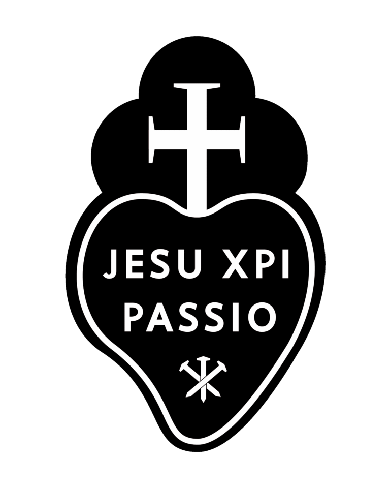 Passionist sign with words Jesu XPI Passio, meaning "the Passion of Christ"