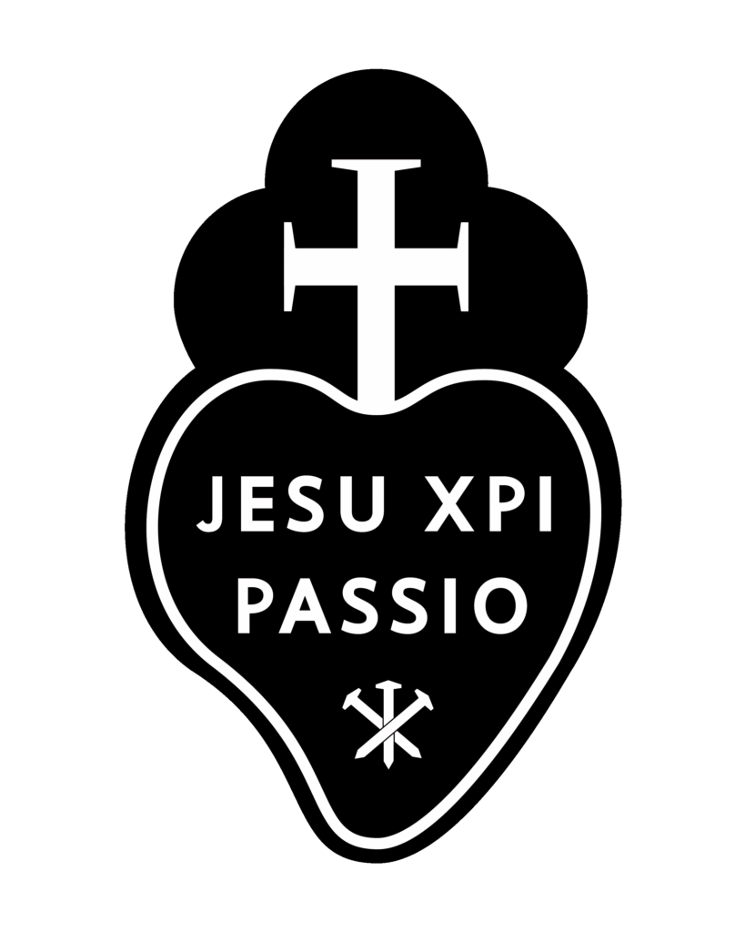 Passionist sign with words Jesu XPI Passio, meaning "the Passion of Christ"