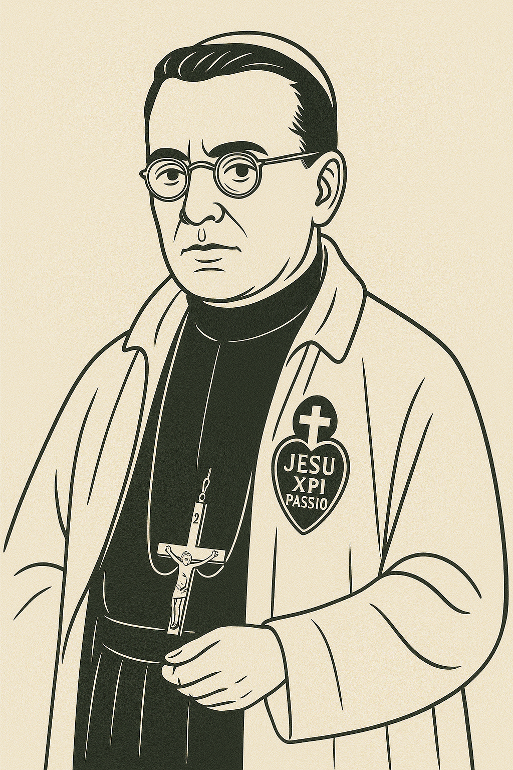 Line drawing of Blessed Eugene Bossilkov