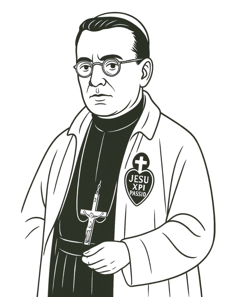 Line drawing of Blessed Eugene Bossikov