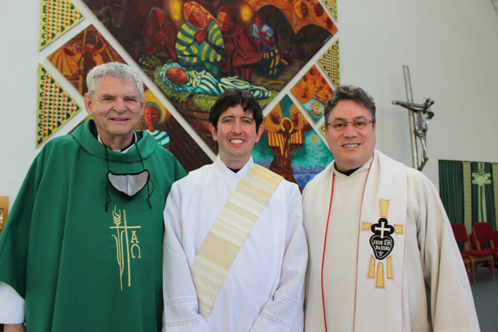 A photo of Fr. Joe Moons, CP, Phillip Donlan, CP, and Fr. Alfredo Ocampo, CP