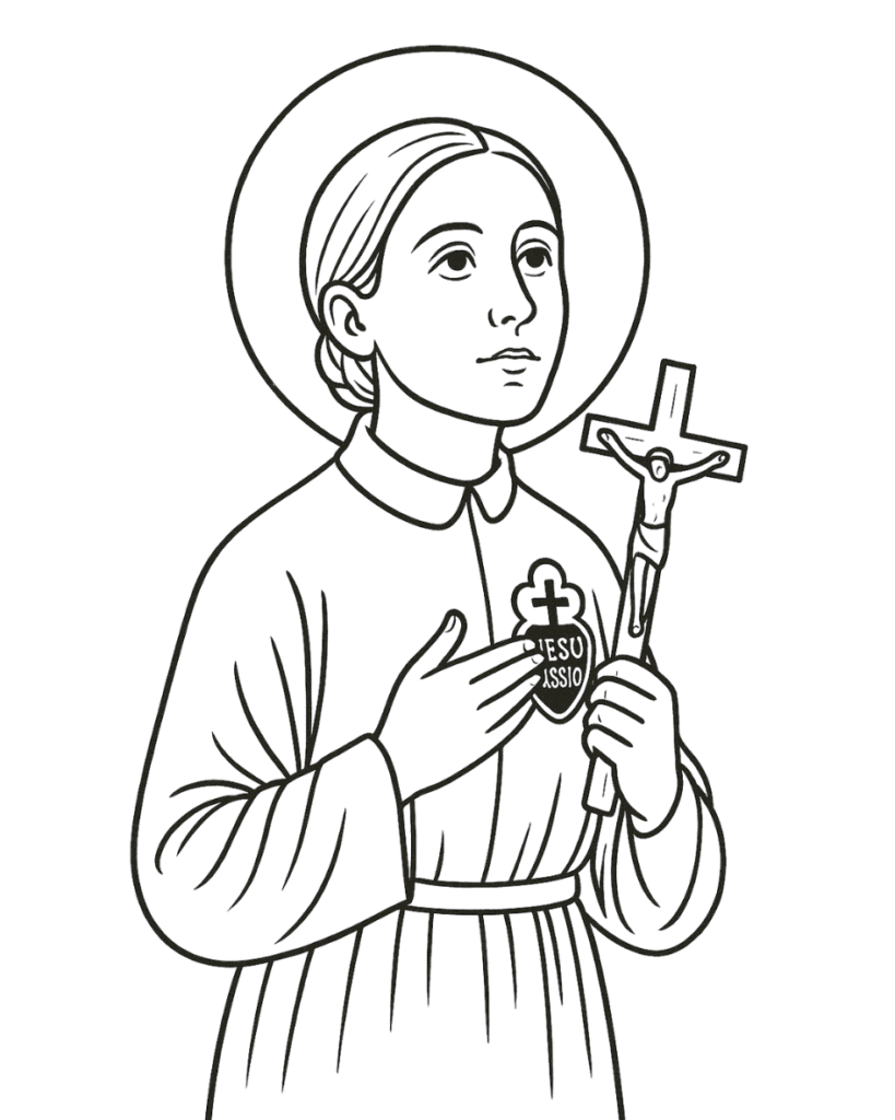 Line drawing of St. Gemma Galgani