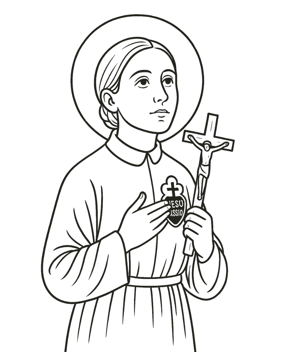 Line drawing of St. Gemma Galgani