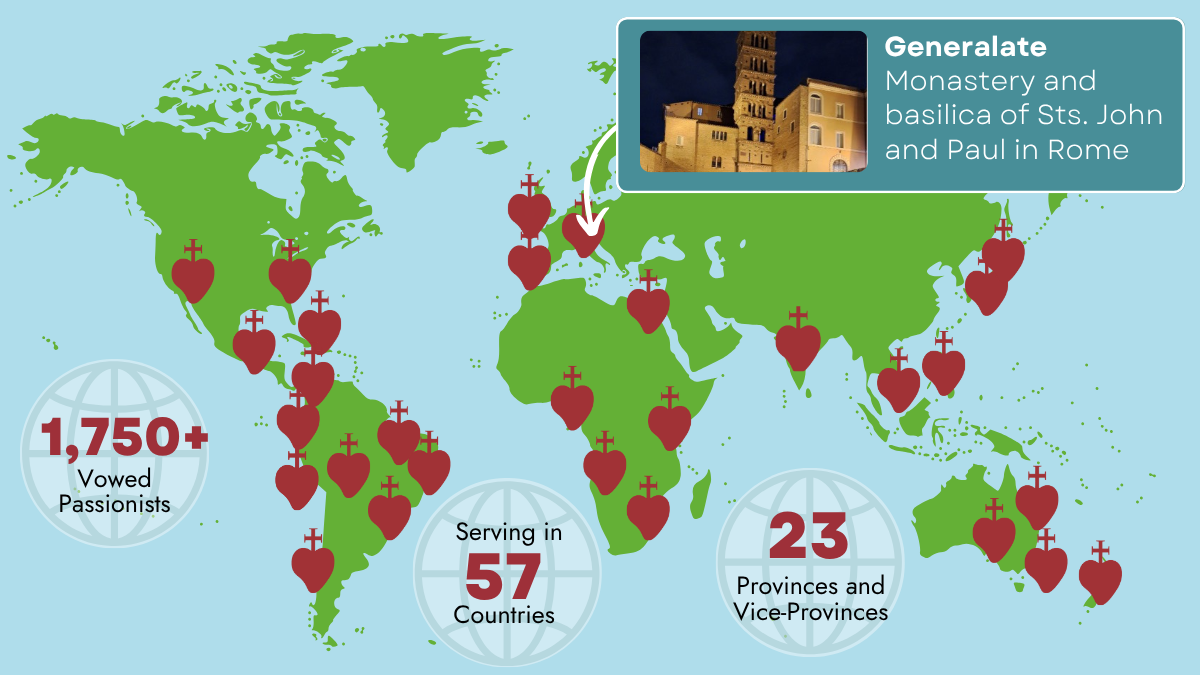 Worldwide map of where the Passionists are
