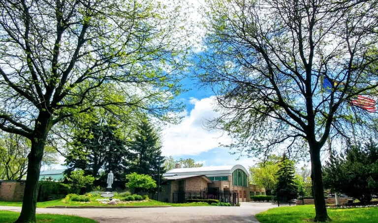 A peaceful retreat center in spring in Detroit
