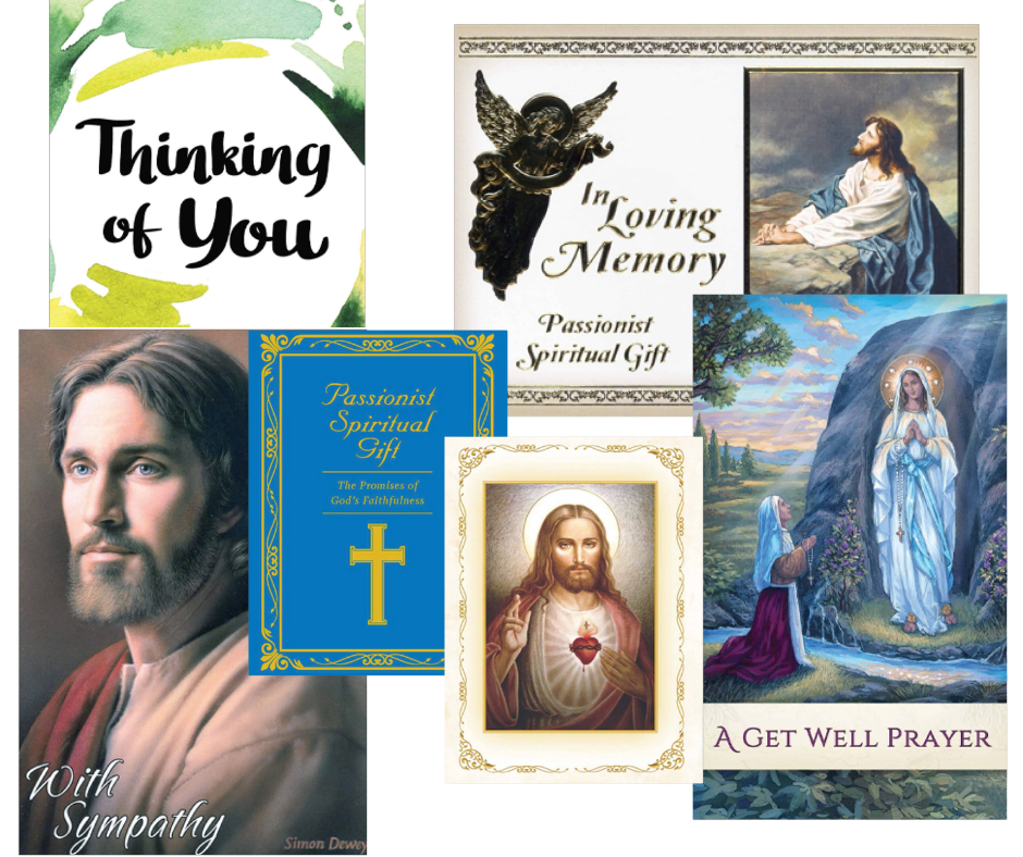 collage of Passionist prayer and greeting cards