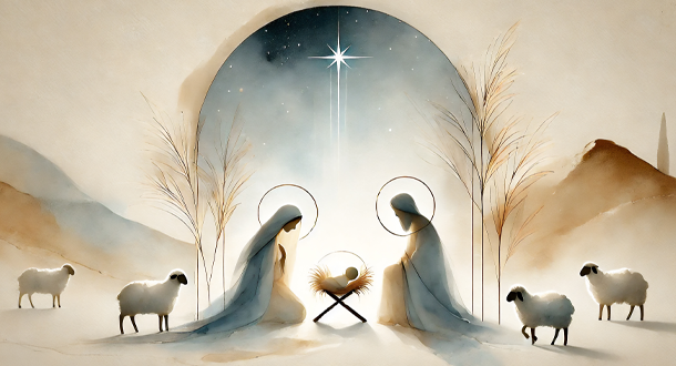 Nativity scene in neutral colors