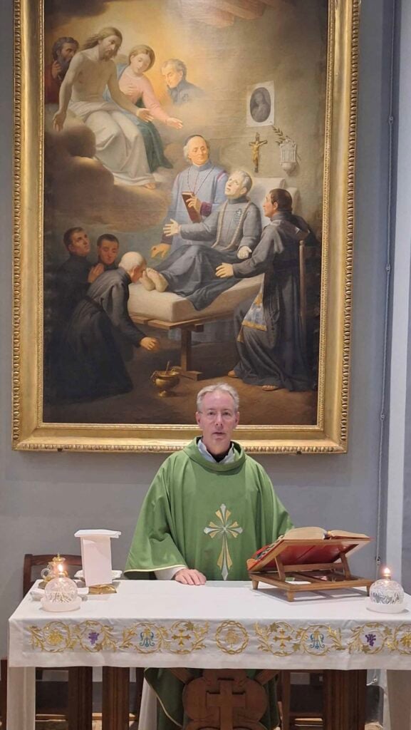 Passionist priest celebrating Mass in St. Paul of the Cross' room